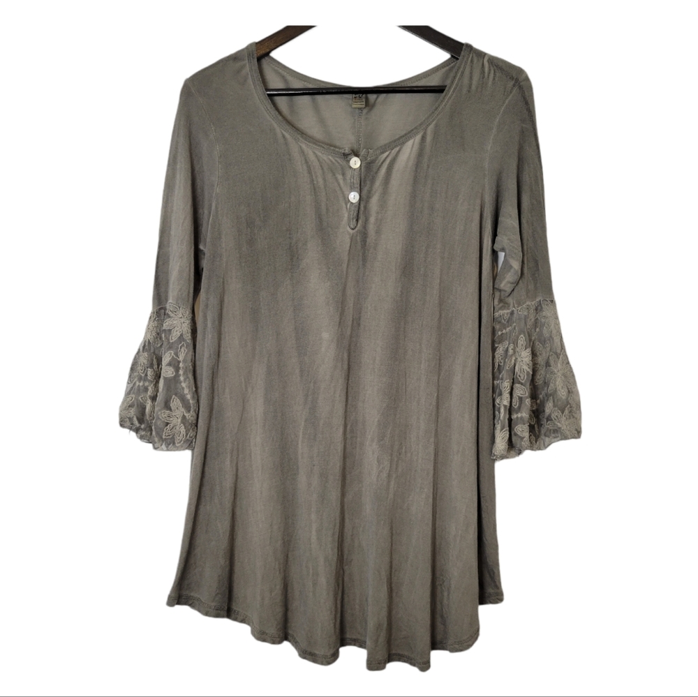 Baba women's grey bell sleeves tunic top